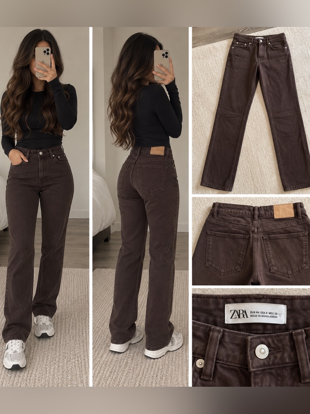 Zara Straight Leg Jeans in Dark Brown